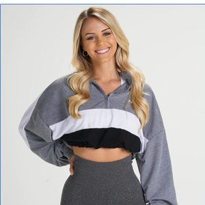 NVGTN Varsity Gray Oversized Crop Pullover